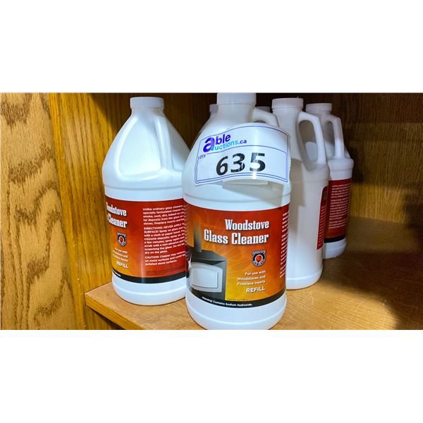 LOT OF APPROX 6X64 OZ WOODSTOVE GLASS CLEANER REFILLS RETAIL $30/BOTTLE