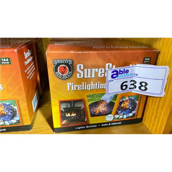 2 BOXES OF 144 PIECES PER BOX SURESTART FIRELIGHTING SQUARES