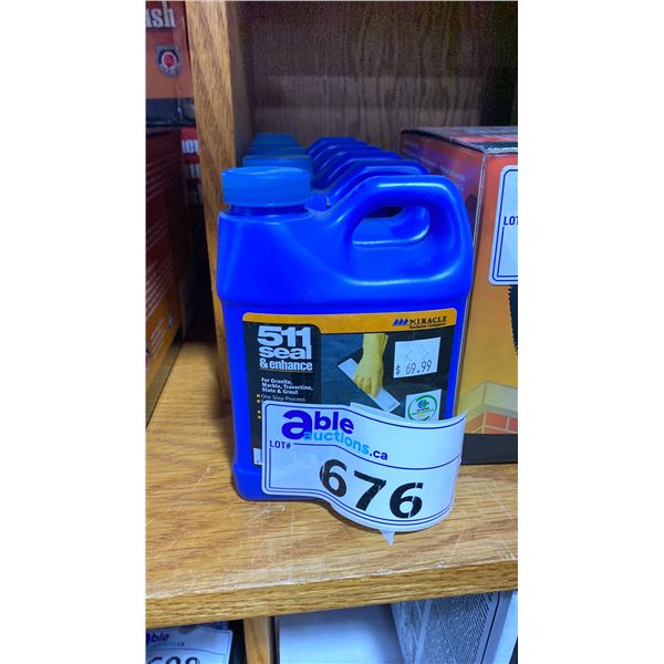 6 BOTTLES 511 SEAL AND ENHANCE FOR GRANITE, MARBLE, TRAVERTINE, SLATE & GROUT. RETAIL $70/BOTTLE