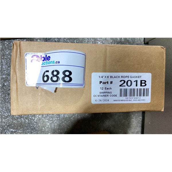 CASE OF 12 1/4"X6' BLACK ROPE GASKETS PART #201B
