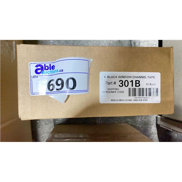 CASE OF 12 BLACK WINDOW CHANNEL TAPE PART #301B
