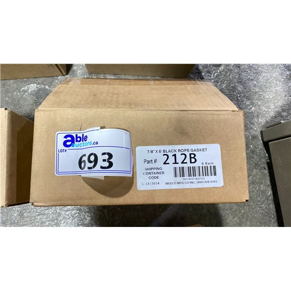 CASE OF 6 7/8"X6' BLACK ROPE GASKET PART #212B