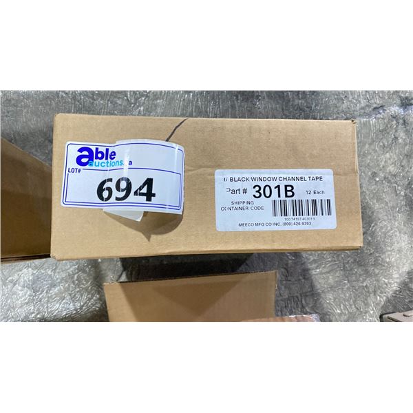CASE OF 12 BLACK WINDOW CHANNEL TAPE PART#301B