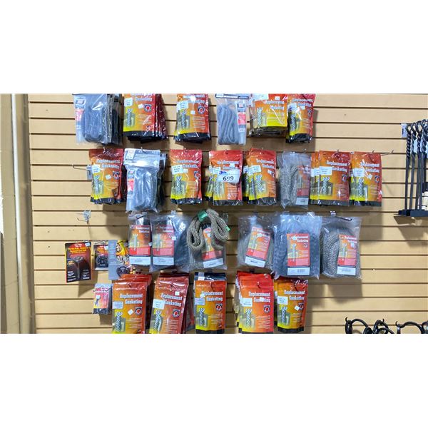 LARGE GROUP LOT OF REPLACEMENT GASKETS, CHANNEL TAPE, ETC. VARIOUS SIZES. OVER $3000 RETAIL