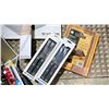 Image 3 : GROUP LOT CAST IRON GRIDDLE, STEAK KNIVES, CARVING KNIFE, CEDAR STEAK BOARD, LARGE SPATULA, BBQ
