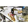 Image 2 : GROUP LOT CAST IRON SKILLET, FISH BASKET, DUAL PRONG SKEWERS, HOT DOG ROLLER, BBQ LIGHTERS, GOURMET