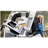 Image 2 : GROUP LOT CAST IRON SKILLET, FISH BASKET, DUAL PRONG SKEWERS, HOT DOG ROLLER, BBQ LIGHTERS, GOURMET