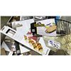 Image 3 : GROUP LOT CAST IRON SKILLET, FISH BASKET, DUAL PRONG SKEWERS, HOT DOG ROLLER, BBQ LIGHTERS, GOURMET