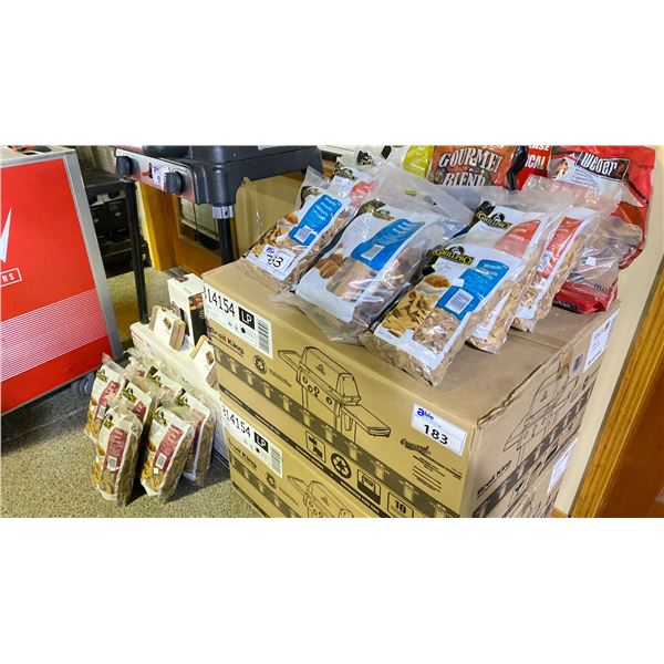 GROUP LOT BBQ WOOD CHUNKS. APPLE, MESQUITE, GOURMET BLEND, HICKORY, CHERRY, WINE BARREL PLANKS,