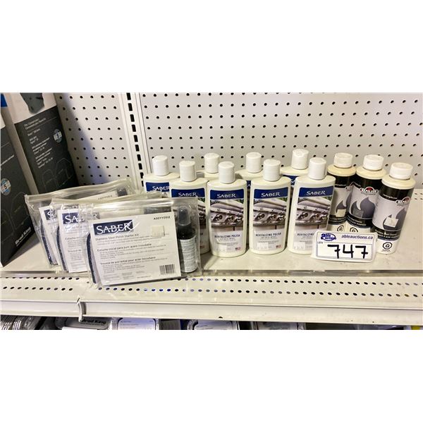 GROUP LOT STAINLESS STEEL CLEANER, REVITALIZING POLISH (RETAILS $37/BOTTLE), SS POLISH STARTER