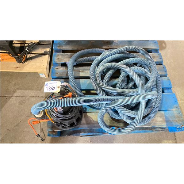 LEADER SUBMERSIBLE WATER PUMP MODEL P1W-1100. 110 GALLONS PER MINUTE WITH DISCHARGE HOSE