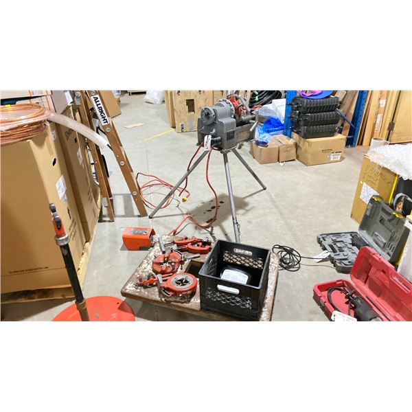 RIDGID 1215 PIPE THREADING KIT. COMES WITH ASST OF TAPS, CUTTER AND REAMS. FOOT CONTROL AND ONE