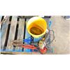 Image 1 : BUCKET WITH MASTERCRAFT ANGLE GRINDER AND LARGE AND MEDIUM METAL SHEARS