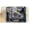 Image 2 : 4 HUSKY PARTS BINS WITH LARGE FUSE ASST, PLASTIC PIPE FITTINGS, SCREWS, ETC