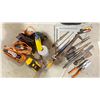 Image 2 : HUSKY TOOL BAG WITH ASST OF TOOLS. TIE DOWN STRAPS, PRY BARS, SCREW DRIVERS, ETC