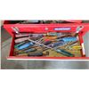 Image 3 : MASTERCRAFT RED METAL TOOLBOX WITH SCREW DRIVERS, DRILL BITS, ALLAN KEYS, WHEEL PULLER, ASST