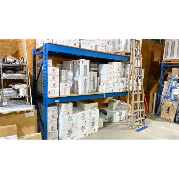 BLUE RACKING 12'4"X42"X8' WITH 2 UPRIGHTS, 4 BEAMS, PLYWOOD DECKING. PURCHASED NEW IN 2021