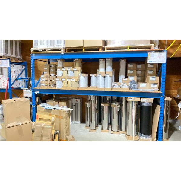BLUE RACKING 12'4"X42"X8' WITH 2 UPRIGHTS, 4 BEAMS, PLYWOOD DECKING. PURCHASED NEW IN 2021