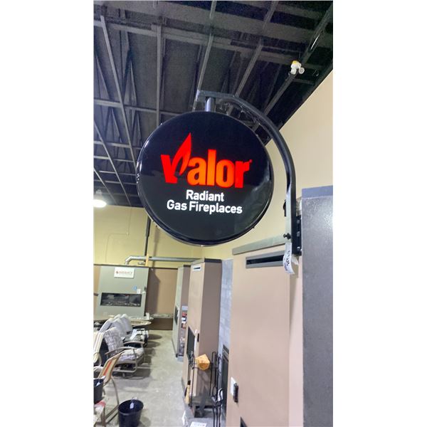 VALOR DISPLAY SIGN. 2 SIDED. 17" ROUND AND STORE FRONT ILLUMINATED SIGN