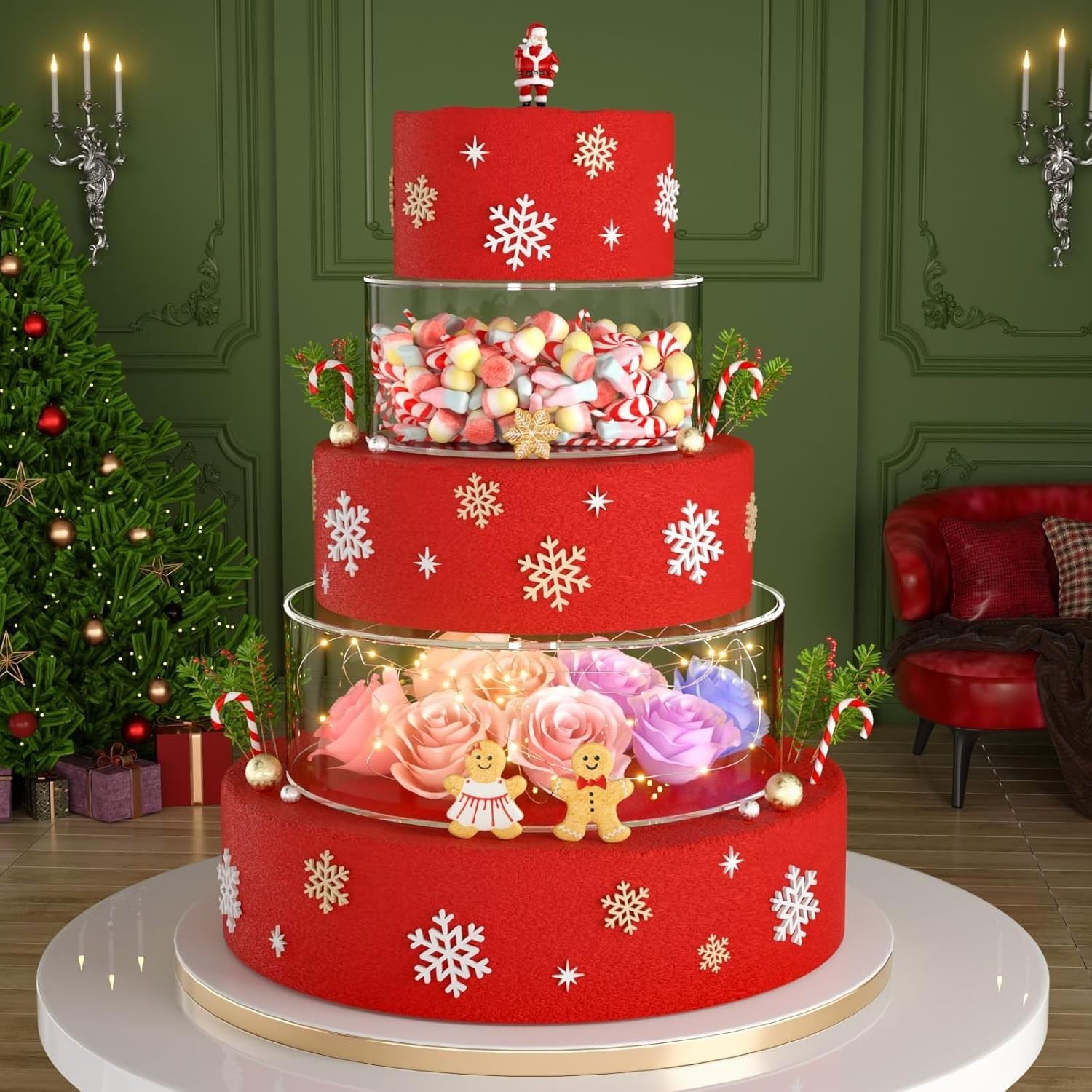 2Pcs Acrylic Fillable Cake Stand Cake Riser Cake Tier Round Cylinder ...