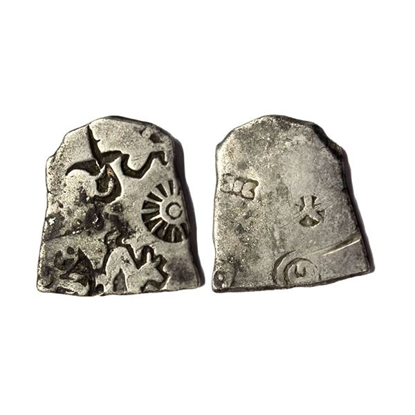 Ancient, Mauryan, Magadha Imperial (C. 321-150 BC), Silver Karshapana,3.26g