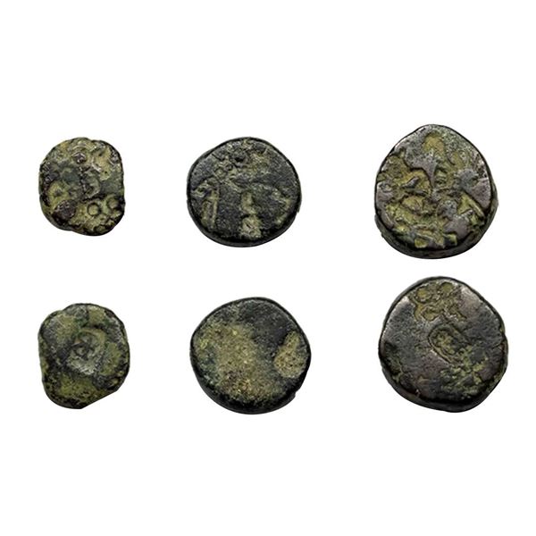 Ancient, Mauryan, Magadha Imperial (C. 321-150 BC), Copper Punchmark, Set of 3,