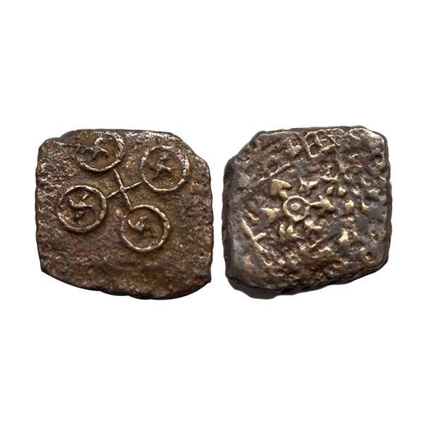 Ancient, Ujjain, (2nd-1st Century BC), Copper Unit, Obv: Tree in railing, Ujjain symbol, Triangle st