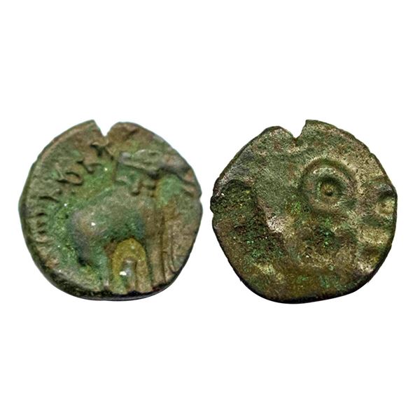 Ancient, Satavahanas, Sri Satakarni (100 BC), Potin Unit, Pieper # 689, 3.08g