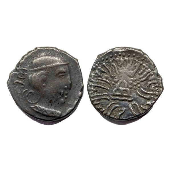 Ancient, Western Kshatraps,Rudrasena III (348-378 CE) Silver Drachm, 2.28g,