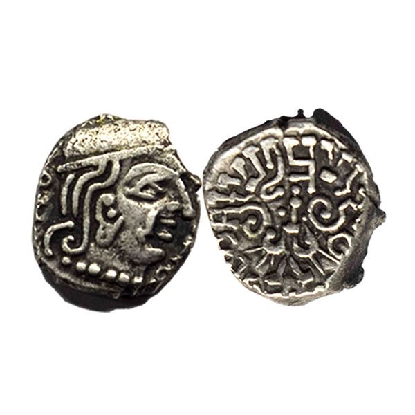 Ancient, Guptas, Kumaragupta I (c. 414-455 AD), Silver Drachma, (S. Kumar # TOTGE, pp. 332), 2. 04g