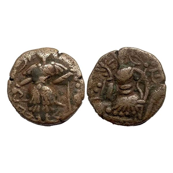 Hunas of Kashmir region, Toramana II (6th Century AD), Copper Unit, Pieper # 1983 , pg. 304, 6.86g,