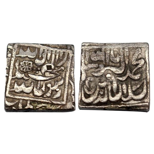 Akbar (1556-1605) - silver 'Kalima' type square rupee, Bang mint (by style), KM A86.1, 10.82g.