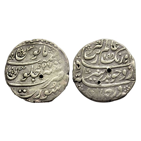 Aurangzeb (1658-1707 AD), silver rupee, surat mint AH 1095/ RY 27 , 11.49g,