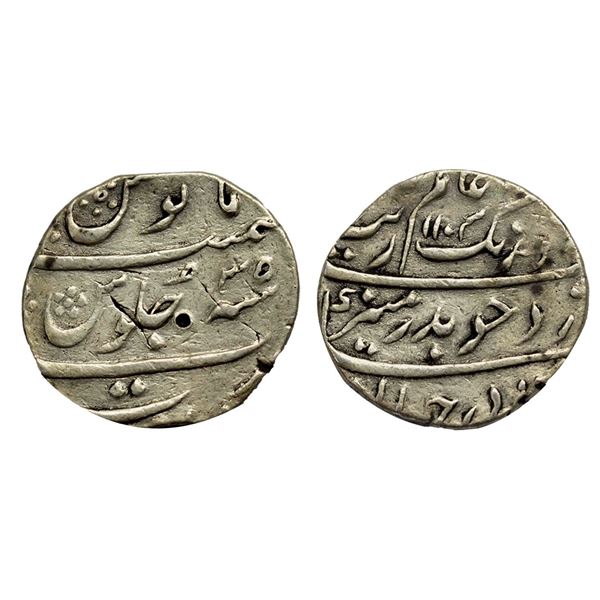 Aurangzeb (1658-1707 AD), silver rupee, surat mint AH 1103/ RY 35, 11.47g.