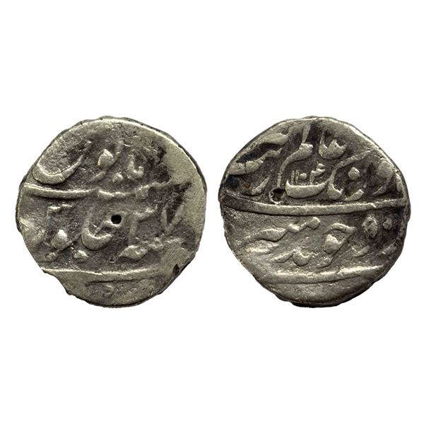Aurangzeb (1658-1707 AD), silver rupee, surat mint AH 1104/ RY 37,  11.07g.