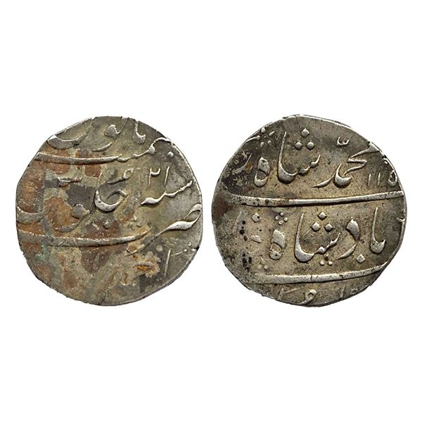 Muhammad Shah, Silver Rupee, Ahmedabad Mint, AH 115x/RY 21, (KM 436.1) 11.59g