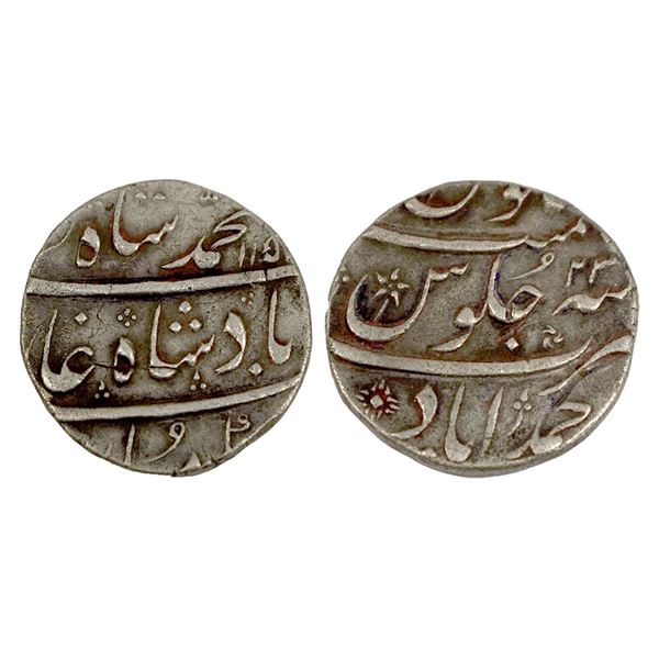 Muhammad Shah (1719-1748 AD), silver rupee, Ahmadabad mint, AH 115x/RY 23, KM 436.1, 11.24g.