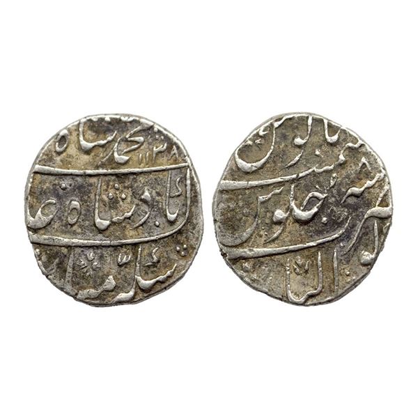 Mughal, Muhammad Shah (AH 1131–1161, 1719–1748 AD), Silver Rupee, Gwalior Mint AH