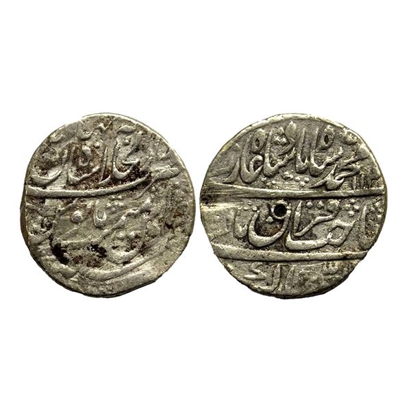 Muhammad Shah (1719 - 1748 AD), silver rupee shaib quran type shahjahanabad mint,11.03g