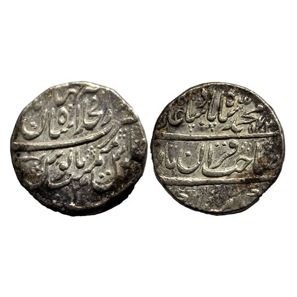 Muhammad Shah (1719 - 1748 AD), silver rupee shaib quran type shahjahanabad mint, AH 1142/ RY 13 , 1