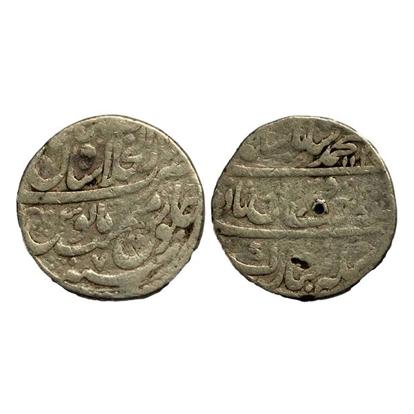 Muhammad Shah (1719 - 1748 AD), silver rupee shaib quran type shahjahanabad mint, RY 711.24g .