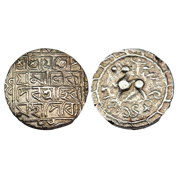 Tripura, Udaya Manikya (SE 1489-1495; 1567-1573 AD), Silver Tanka, 10.70g, Saka 1489, citing Queen H