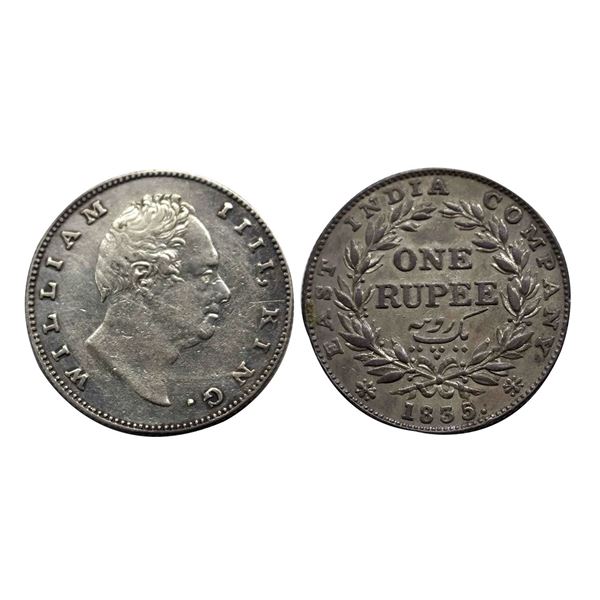 William IV, silver Rupee, 1835, bombay mint obv. B(a) /Rev. 19 berries with bud leaf.