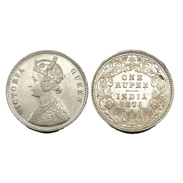 Victoria Queen, Silver Rupee, 1875, Calcutta Mint, A/I,