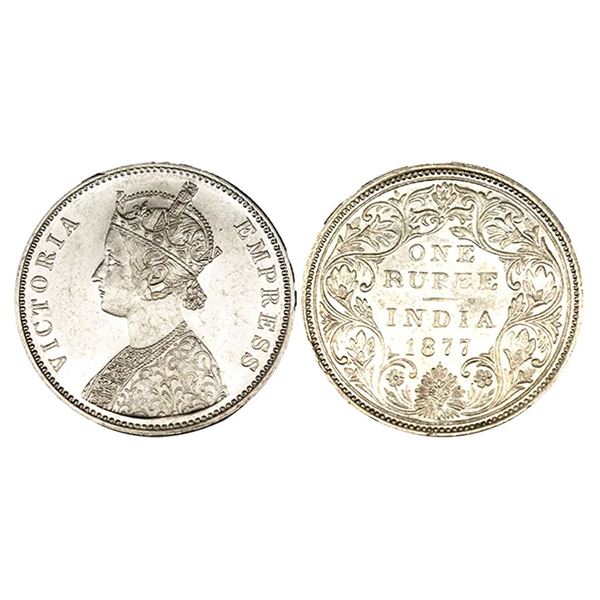 Victoria Empress, Silver Rupee, 1877, Bombay Mint,