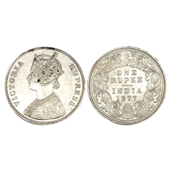 Victoria Empress, Silver Rupee, 1877, Calcutta Mint,