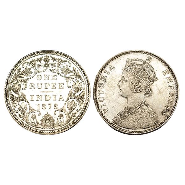 Victoria Empress, Silver Rupee, 1878, Bombay Mint.