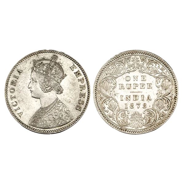 Victoria Empress, Silver Rupee, 1878, Calcutta Mint.