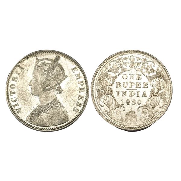 Victoria Empress, Silver Rupee, 1880, Bombay Mint, A3/IV/Dot.