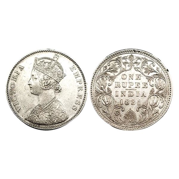 Victoria Empress, Silver Rupee, 1881, Bombay Mint, IV Dot.